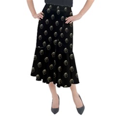 Creepy Head Sculpture With Respirator Motif Pattern Midi Mermaid Skirt by dflcprintsclothing