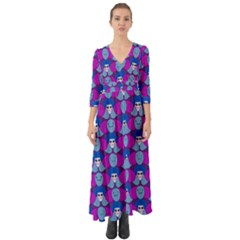 Abstract Button Up Boho Maxi Dress by SychEva