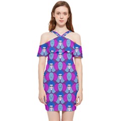 Abstract Shoulder Frill Bodycon Summer Dress by SychEva