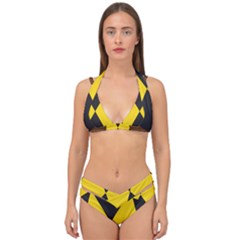 Abstract Pattern Geometric Backgrounds   Double Strap Halter Bikini Set by Eskimos