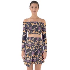 Abstract Pattern Geometric Backgrounds   Off Shoulder Top With Skirt Set by Eskimos