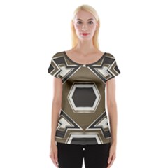 Abstract Pattern Geometric Backgrounds   Cap Sleeve Top by Eskimos