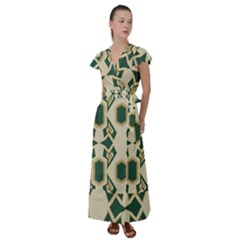 Abstract Pattern Geometric Backgrounds   Flutter Sleeve Maxi Dress by Eskimos