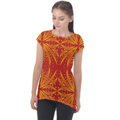 Abstract Pattern Geometric Backgrounds   Cap Sleeve High Low Top by Eskimos