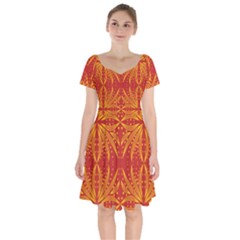 Abstract Pattern Geometric Backgrounds   Short Sleeve Bardot Dress by Eskimos