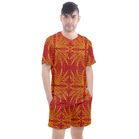 Abstract Pattern Geometric Backgrounds   Men s Mesh Tee And Shorts Set by Eskimos