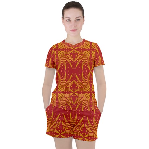 Abstract Pattern Geometric Backgrounds   Women s Tee And Shorts Set by Eskimos