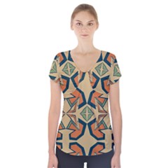 Abstract Pattern Geometric Backgrounds   Short Sleeve Front Detail Top by Eskimos