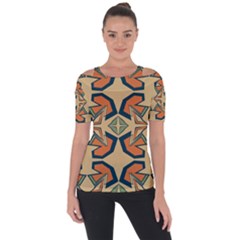 Abstract Pattern Geometric Backgrounds   Shoulder Cut Out Short Sleeve Top by Eskimos