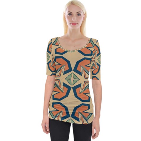 Abstract Pattern Geometric Backgrounds   Wide Neckline Tee by Eskimos