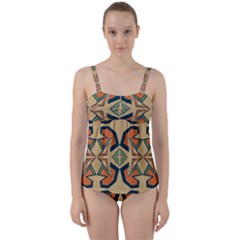 Abstract Pattern Geometric Backgrounds   Twist Front Tankini Set by Eskimos