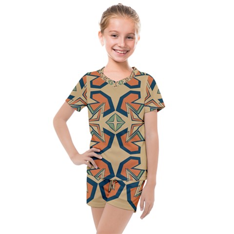 Abstract Pattern Geometric Backgrounds   Kids  Mesh Tee And Shorts Set by Eskimos