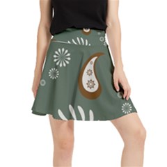 Floral Pattern Paisley Style Paisley Print  Doodle Background Waistband Skirt by Eskimos