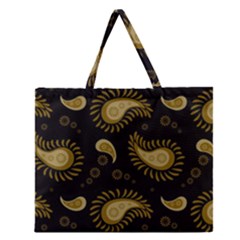 Floral Pattern Paisley Style Paisley Print  Doodle Background Zipper Large Tote Bag by Eskimos