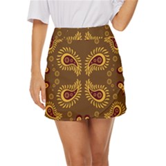 Floral Pattern Paisley Style Paisley Print  Doodle Background Mini Front Wrap Skirt by Eskimos