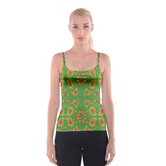 Floral Pattern Paisley Style Paisley Print  Doodle Background Spaghetti Strap Top by Eskimos