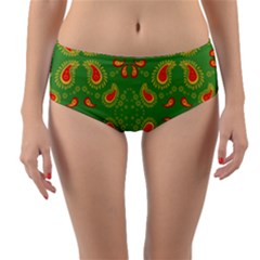 Floral Pattern Paisley Style Paisley Print  Doodle Background Reversible Mid-waist Bikini Bottoms by Eskimos