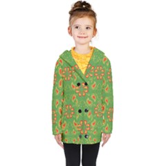 Floral Pattern Paisley Style Paisley Print  Doodle Background Kids  Double Breasted Button Coat