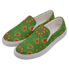 Floral Pattern Paisley Style Paisley Print  Doodle Background Men s Canvas Slip Ons by Eskimos