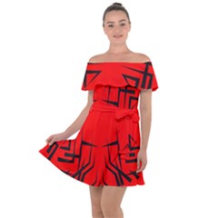 Abstract Pattern Geometric Backgrounds   Off Shoulder Velour Dress by Eskimos