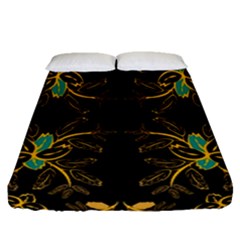 Floral Folk Damask Pattern  Fitted Sheet (queen Size) by Eskimos