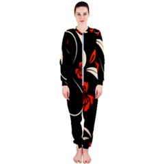 Folk Flowers Print Floral Pattern Ethnic Art Onepiece Jumpsuit (ladies) by Eskimos