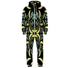 Floral Folk Damask Pattern Fantasy Flowers  Hooded Jumpsuit (men)