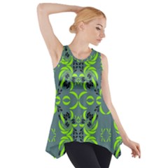 Floral Folk Damask Pattern  Side Drop Tank Tunic by Eskimos