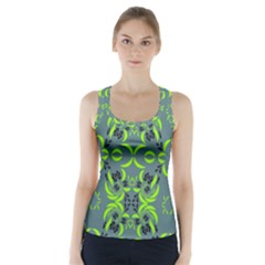 Floral Folk Damask Pattern  Racer Back Sports Top by Eskimos