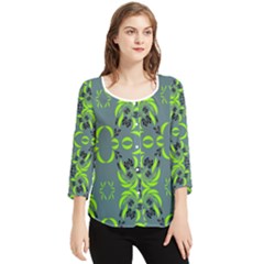 Floral Folk Damask Pattern  Chiffon Quarter Sleeve Blouse by Eskimos