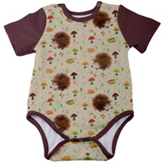 Autumn Hedgehog Baby Short Sleeve Onesie Bodysuit by VeataAtticus
