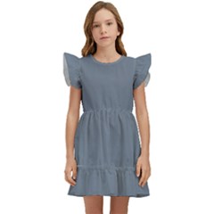 Color Slate Grey Kids  Winged Sleeve Dress