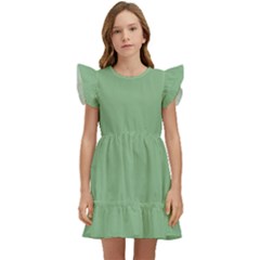 Color Dark Sea Green Kids  Winged Sleeve Dress