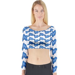 Abstract Waves Long Sleeve Crop Top by SychEva