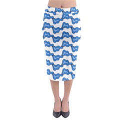 Abstract Waves Midi Pencil Skirt