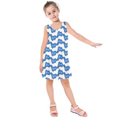 Abstract Waves Kids  Sleeveless Dress by SychEva