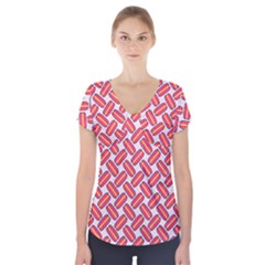 Abstract Cookies Short Sleeve Front Detail Top by SychEva