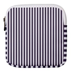 Minimalistic Black And White Stripes, Vertical Lines Pattern Mini Square Pouch by Casemiro