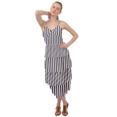 Minimalistic Black And White Stripes, Vertical Lines Pattern Layered Bottom Dress