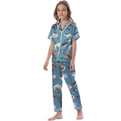 Fashionable Office Supplies Kids  Satin Short Sleeve Pajamas Set by SychEva