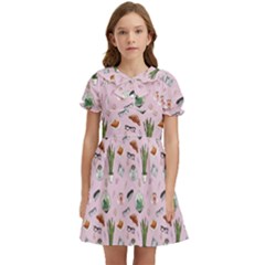 Office Time Kids  Bow Tie Puff Sleeve Dress by SychEva