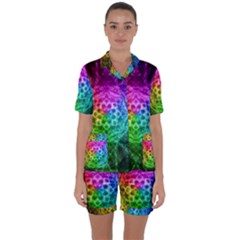 Fractal Design Satin Short Sleeve Pajamas Set