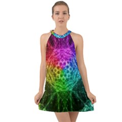 Fractal Design Halter Tie Back Chiffon Dress