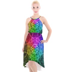 Fractal Design High-Low Halter Chiffon Dress 