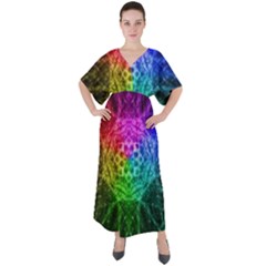 Fractal Design V-Neck Boho Style Maxi Dress