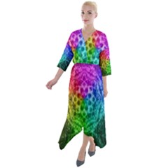 Fractal Design Quarter Sleeve Wrap Front Maxi Dress