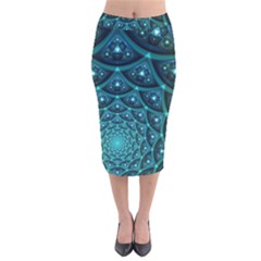 Fractal Velvet Midi Pencil Skirt