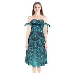 Fractal Shoulder Tie Bardot Midi Dress by Sparkle