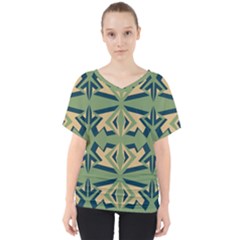 Abstract Pattern Geometric Backgrounds   V-neck Dolman Drape Top by Eskimos