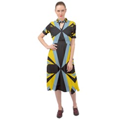 Abstract Pattern Geometric Backgrounds   Keyhole Neckline Chiffon Dress by Eskimos